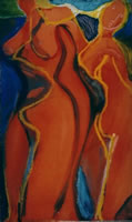 Figures in Spring, 1997, mixed media on paper, 62 x 38 cms